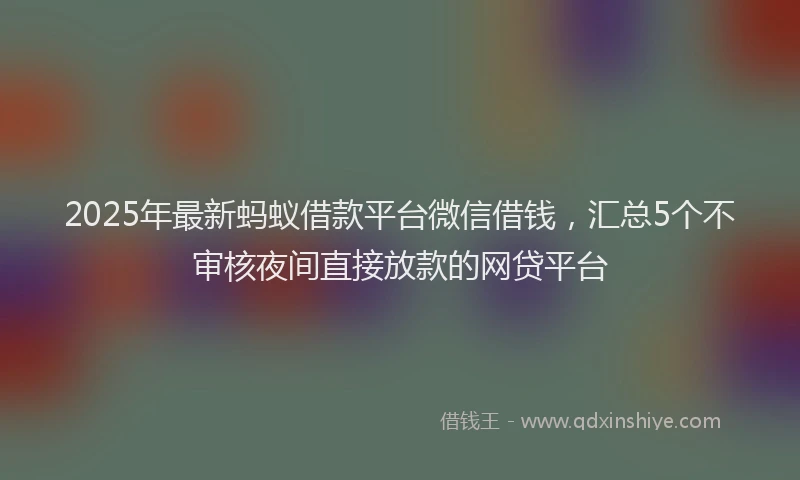 2025年最新蚂蚁借款平台微信借钱，汇总5个不审核夜间直接放款的网贷平台