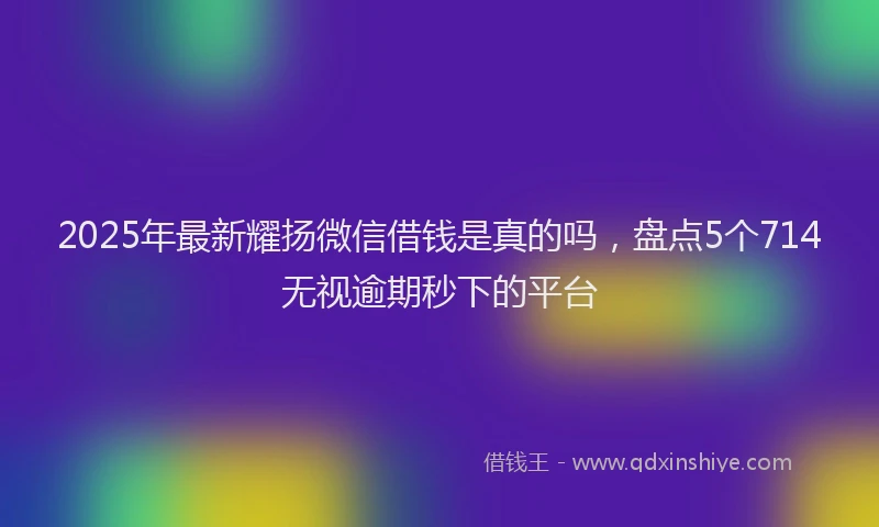 2025年最新耀扬微信借钱是真的吗，盘点5个714无视逾期秒下的平台