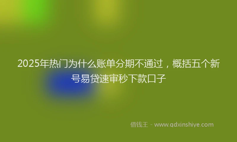 2025年热门为什么账单分期不通过，概括五个新号易贷速审秒下款口子