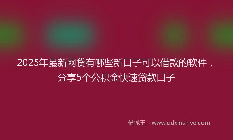 2025年最新网贷有哪些新口子可以借款的软件，分享5个公积金快速贷款口子