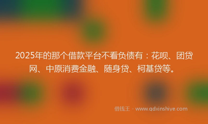 2025年的那个借款平台不看负债有：花呗、团贷网、中原消费金融、随身贷、柯基贷等。