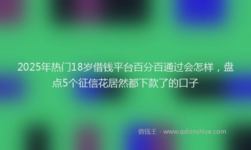 2025年热门18岁借钱平台百分百通过会怎样，盘点5个征信花居然都下款了的口子