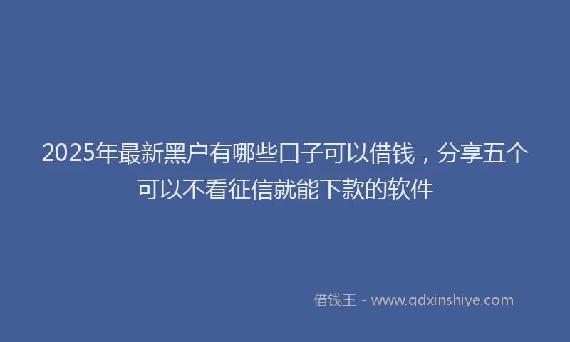 2025年最新黑户有哪些口子可以借钱，分享五个可以不看征信就能下款的软件