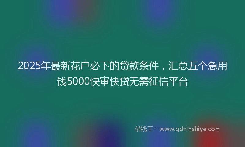 2025年最新花户必下的贷款条件，汇总五个急用钱5000快审快贷无需征信平台