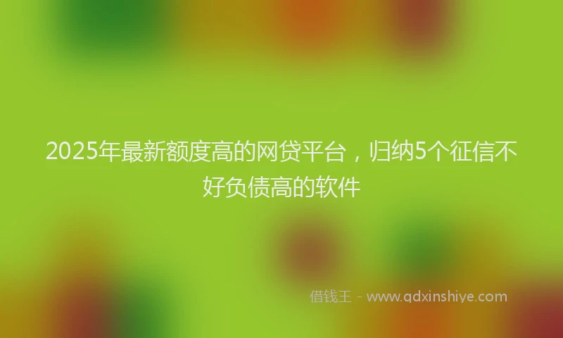 2025年最新额度高的网贷平台，归纳5个征信不好负债高的软件