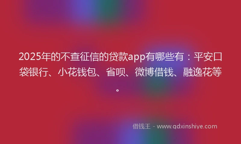 2025年的不查征信的贷款app有哪些有：平安口袋银行、小花钱包、省呗、微博借钱、融逸花等。