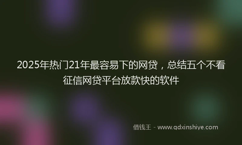 2025年热门21年最容易下的网贷，总结五个不看征信网贷平台放款快的软件
