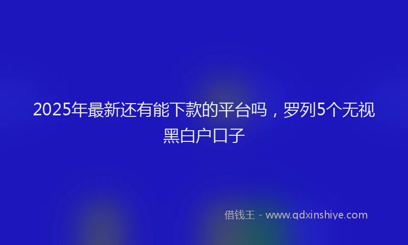 2025年最新还有能下款的平台吗，罗列5个无视黑白户口子