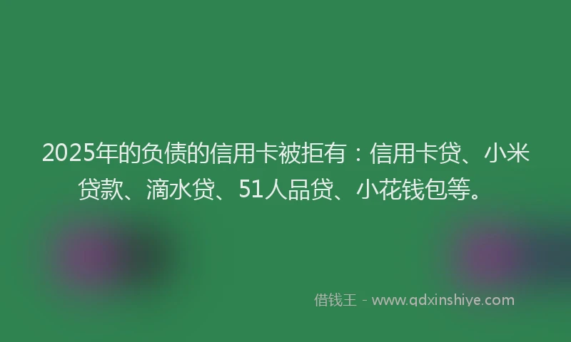 2025年的负债的信用卡被拒有：信用卡贷、小米贷款、滴水贷、51人品贷、小花钱包等。