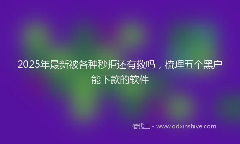 2025年最新被各种秒拒还有救吗，梳理五个黑户能下款的软件