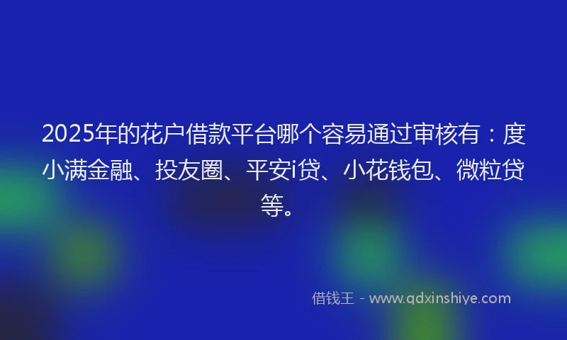 2025年的花户借款平台哪个容易通过审核有：度小满金融、投友圈、平安i贷、小花钱包、微粒贷等。