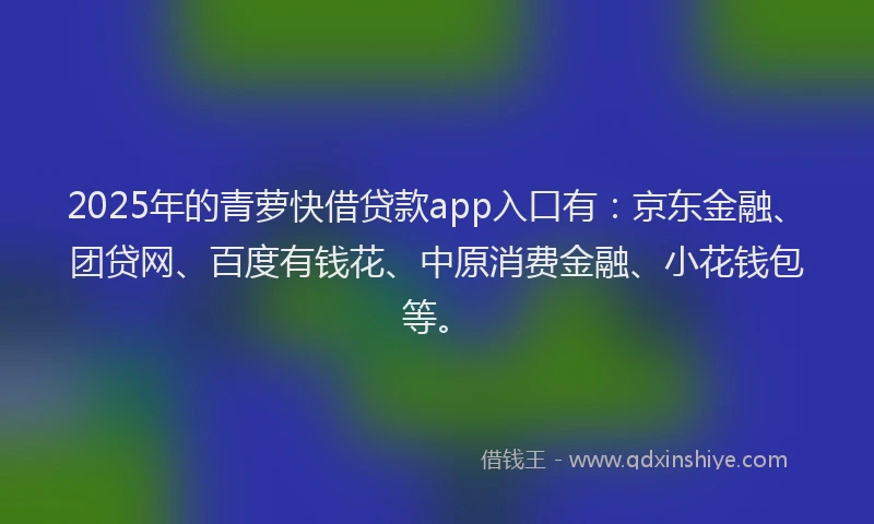 2025年的青萝快借贷款app入口有：京东金融、团贷网、百度有钱花、中原消费金融、小花钱包等。