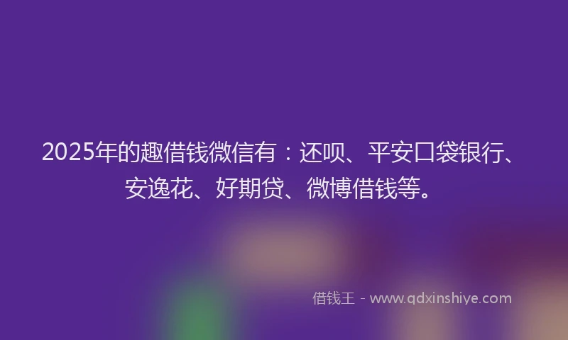 2025年的趣借钱微信有：还呗、平安口袋银行、安逸花、好期贷、微博借钱等。