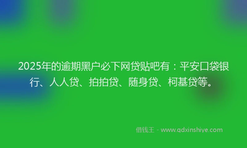 2025年的逾期黑户必下网贷贴吧有：平安口袋银行、人人贷、拍拍贷、随身贷、柯基贷等。