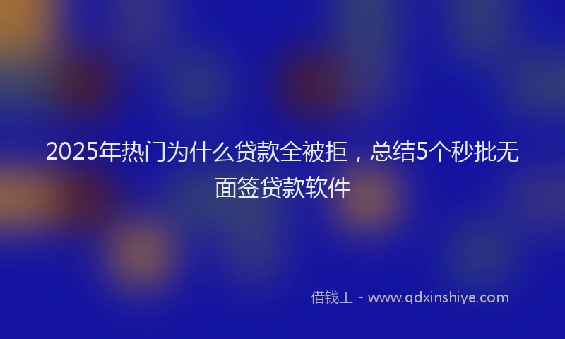 2025年热门为什么贷款全被拒，总结5个秒批无面签贷款软件