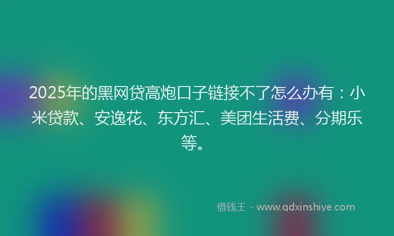 2025年的黑网贷高炮口子链接不了怎么办有：小米贷款、安逸花、东方汇、美团生活费、分期乐等。