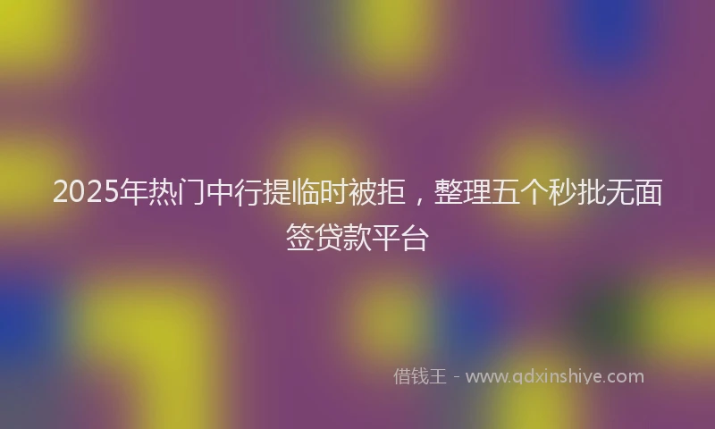 2025年热门中行提临时被拒，整理五个秒批无面签贷款平台