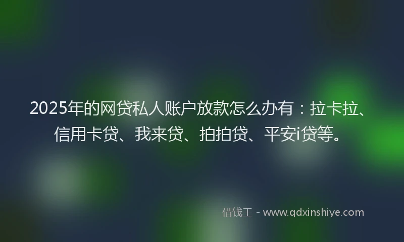 2025年的网贷私人账户放款怎么办有：拉卡拉、信用卡贷、我来贷、拍拍贷、平安i贷等。