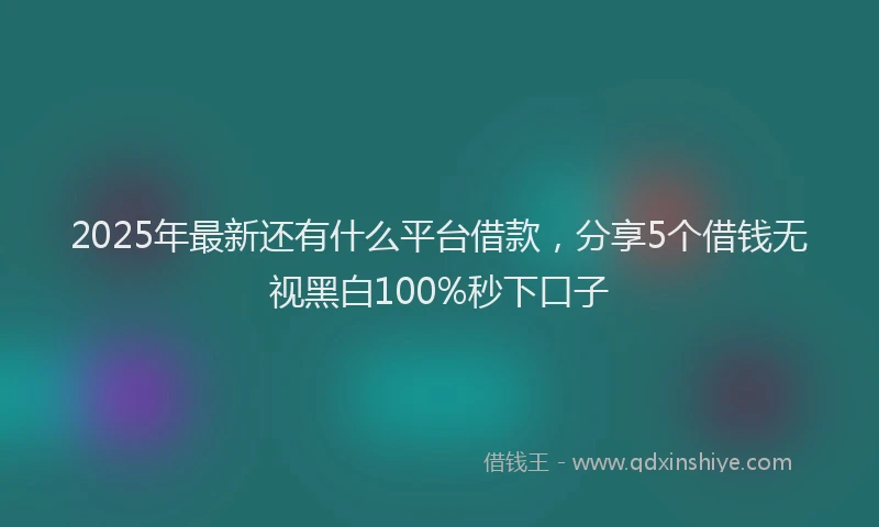 2025年最新还有什么平台借款，分享5个借钱无视黑白100%秒下口子