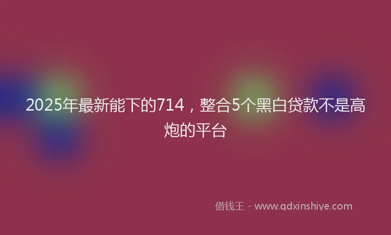 2025年最新能下的714，整合5个黑白贷款不是高炮的平台