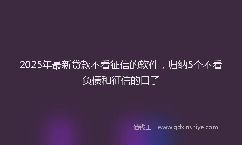 2025年最新贷款不看征信的软件，归纳5个不看负债和征信的口子