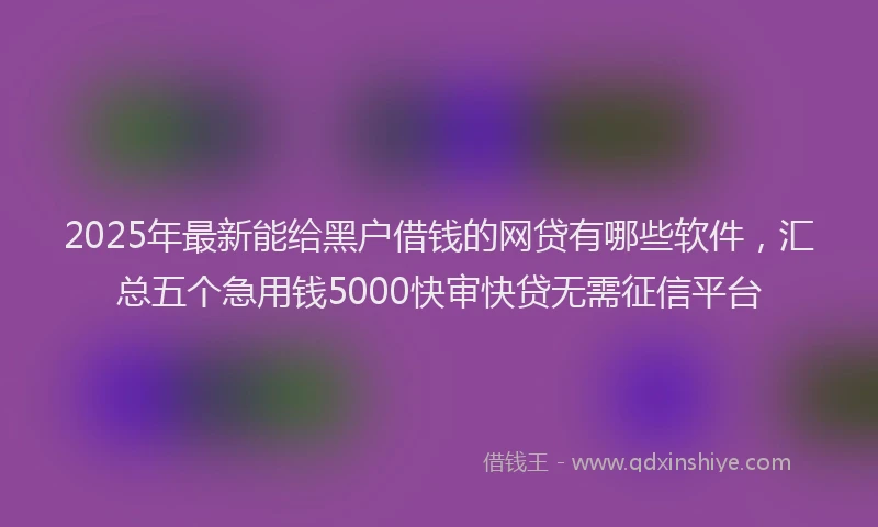 2025年最新能给黑户借钱的网贷有哪些软件，汇总五个急用钱5000快审快贷无需征信平台