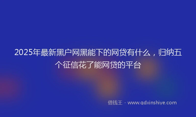 2025年最新黑户网黑能下的网贷有什么，归纳五个征信花了能网贷的平台