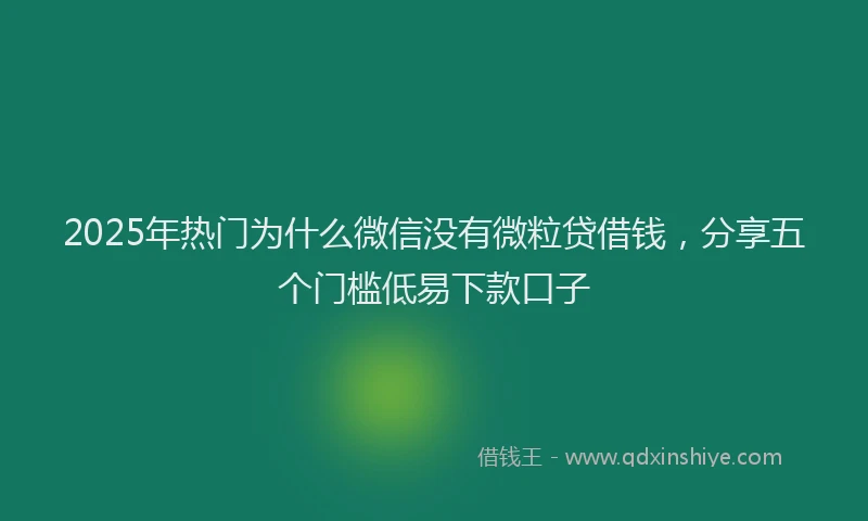 2025年热门为什么微信没有微粒贷借钱，分享五个门槛低易下款口子