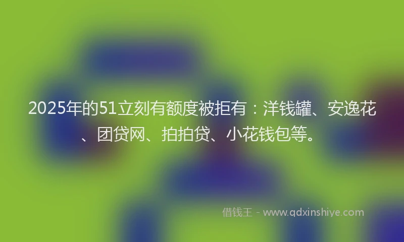2025年的51立刻有额度被拒有：洋钱罐、安逸花、团贷网、拍拍贷、小花钱包等。