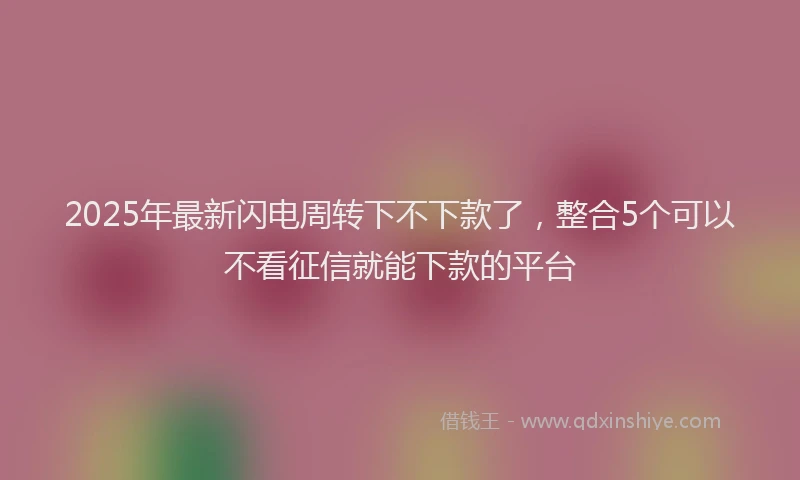 2025年最新闪电周转下不下款了，整合5个可以不看征信就能下款的平台