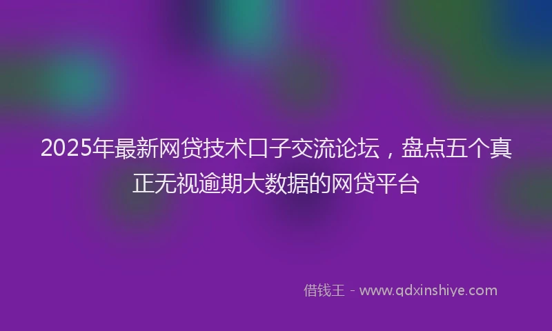 2025年最新网贷技术口子交流论坛，盘点五个真正无视逾期大数据的网贷平台