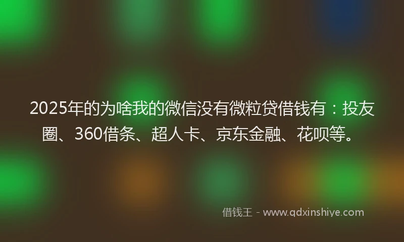 2025年的为啥我的微信没有微粒贷借钱有：投友圈、360借条、超人卡、京东金融、花呗等。
