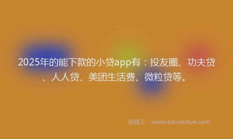 2025年的能下款的小贷app有：投友圈、功夫贷、人人贷、美团生活费、微粒贷等。
