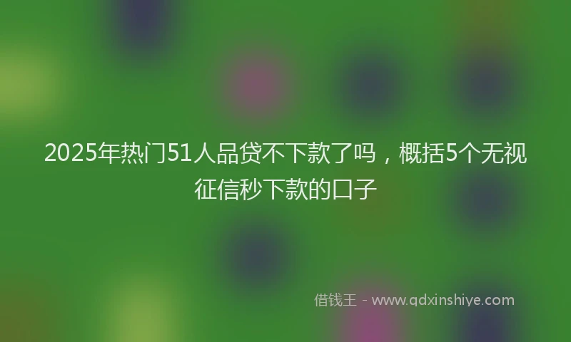 2025年热门51人品贷不下款了吗，概括5个无视征信秒下款的口子