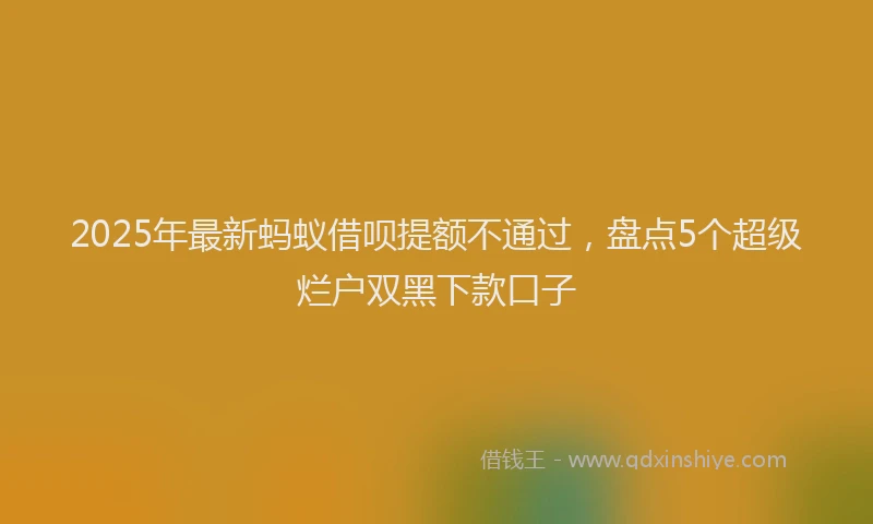 2025年最新蚂蚁借呗提额不通过，盘点5个超级烂户双黑下款口子
