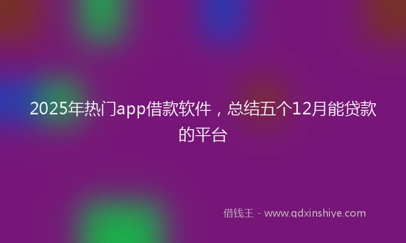 2025年热门app借款软件，总结五个12月能贷款的平台
