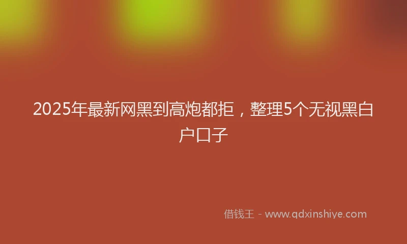 2025年最新网黑到高炮都拒，整理5个无视黑白户口子