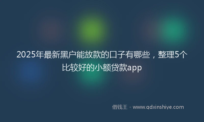 2025年最新黑户能放款的口子有哪些，整理5个比较好的小额贷款app