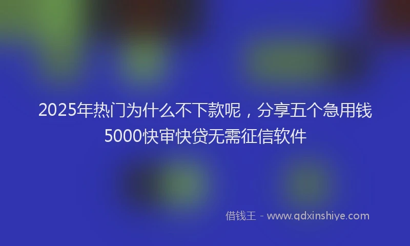2025年热门为什么不下款呢，分享五个急用钱5000快审快贷无需征信软件