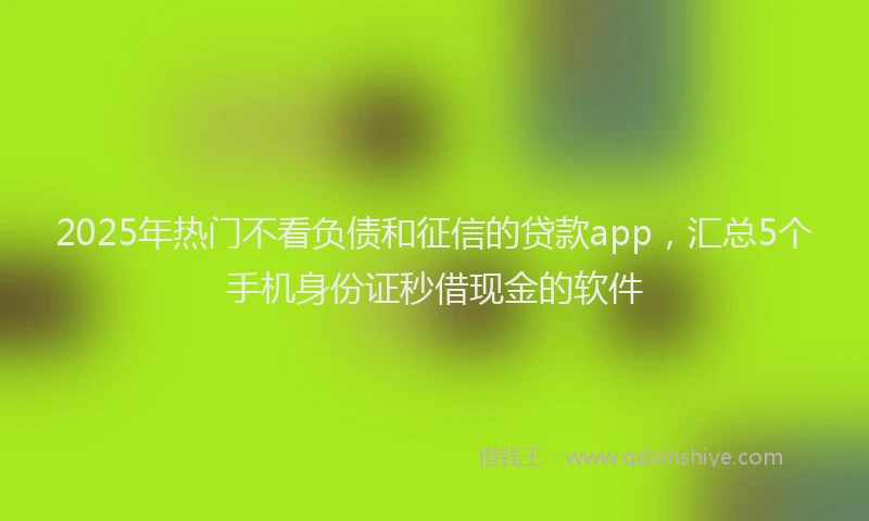 2025年热门不看负债和征信的贷款app，汇总5个手机身份证秒借现金的软件