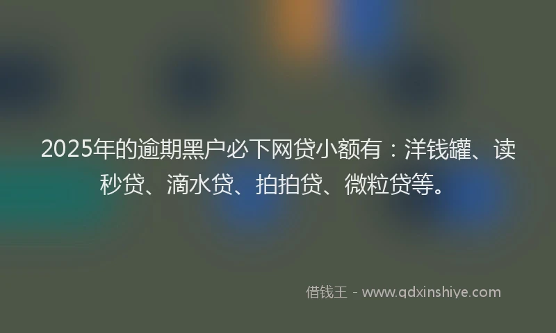 2025年的逾期黑户必下网贷小额有：洋钱罐、读秒贷、滴水贷、拍拍贷、微粒贷等。