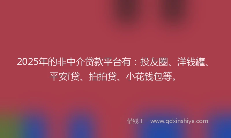2025年的非中介贷款平台有：投友圈、洋钱罐、平安i贷、拍拍贷、小花钱包等。
