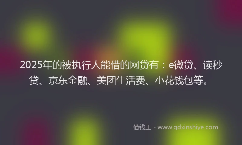 2025年的被执行人能借的网贷有：e微贷、读秒贷、京东金融、美团生活费、小花钱包等。