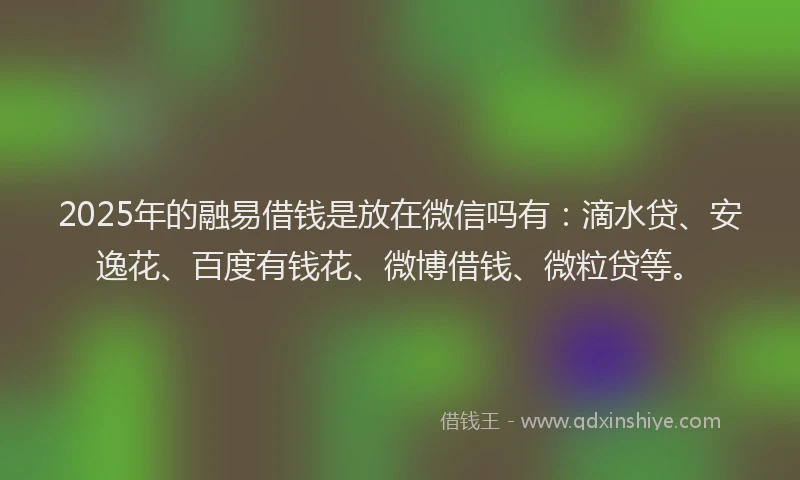 2025年的融易借钱是放在微信吗有：滴水贷、安逸花、百度有钱花、微博借钱、微粒贷等。