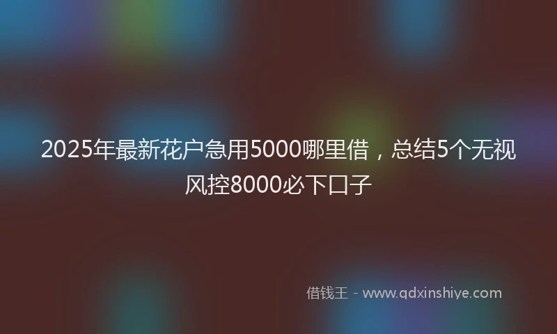 2025年最新花户急用5000哪里借，总结5个无视风控8000必下口子