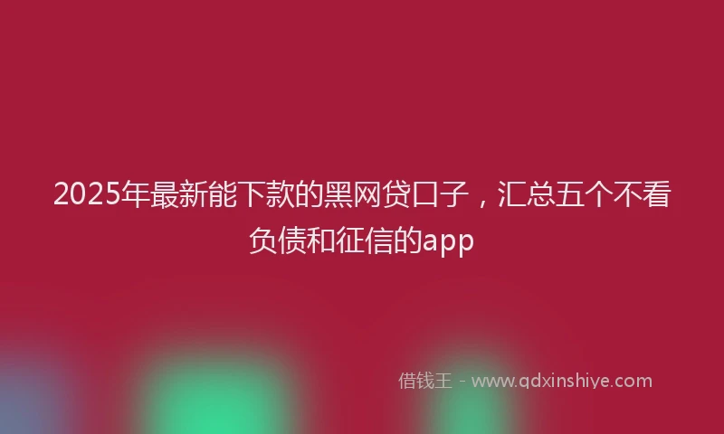 2025年最新能下款的黑网贷口子，汇总五个不看负债和征信的app