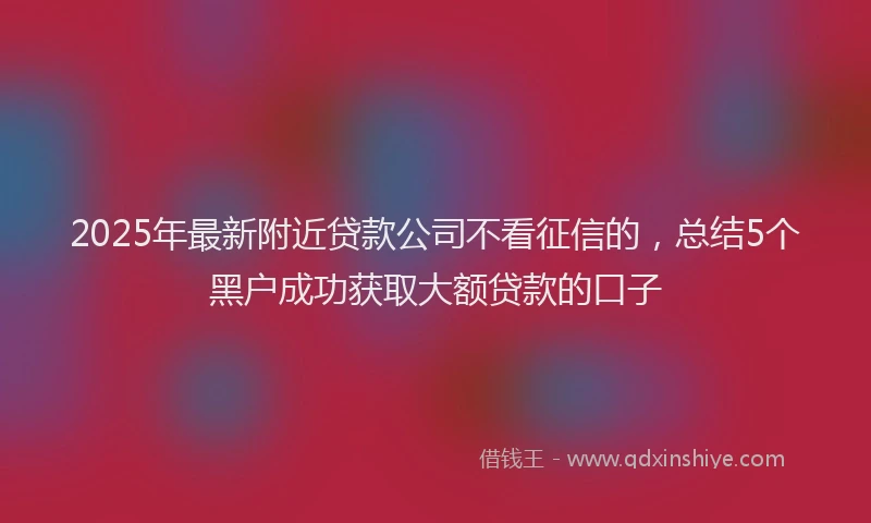 2025年最新附近贷款公司不看征信的，总结5个黑户成功获取大额贷款的口子