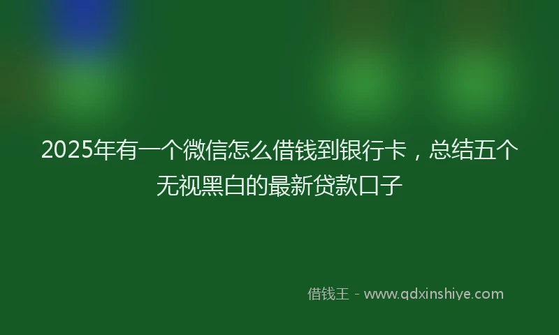 2025年有一个微信怎么借钱到银行卡，总结五个无视黑白的最新贷款口子