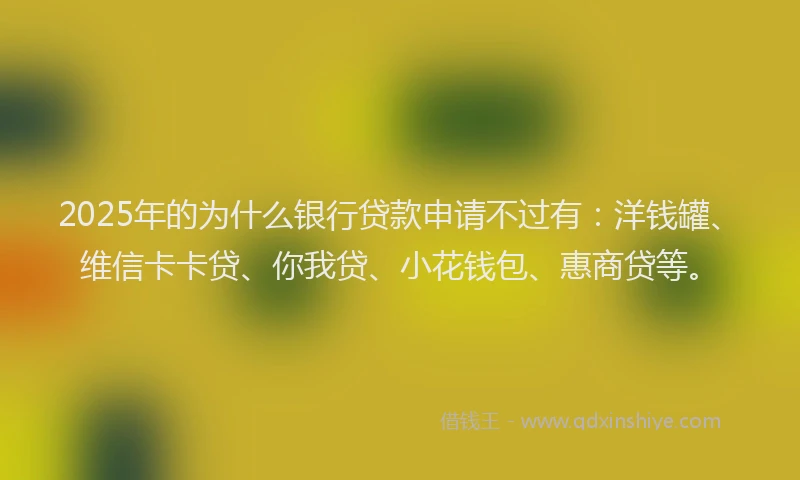 2025年的为什么银行贷款申请不过有：洋钱罐、维信卡卡贷、你我贷、小花钱包、惠商贷等。