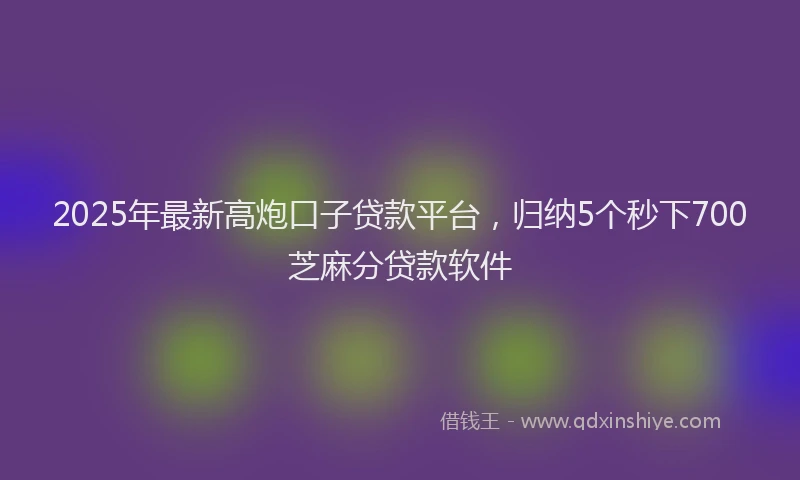 2025年最新高炮口子贷款平台，归纳5个秒下700芝麻分贷款软件
